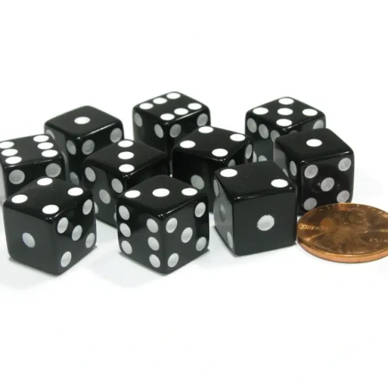 Dice>Set of 10 Six Sided D6 12mm Dice Die Squared RPG D&D Bunco Board Game Black - Your Source for Gaming Essentials