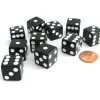 Dice>Set of 10 Six Sided Square Opaque 16mm D6 Dice - Black with White Pip Die - Your Source for Gaming Essentials