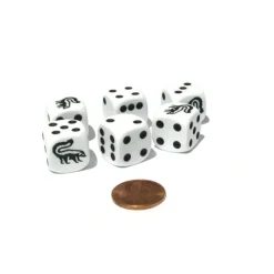 Dice>Set of 6 Skunk 16mm D6 Round Edged Animal Dice - White with Black Pips - Your Source for Gaming Essentials