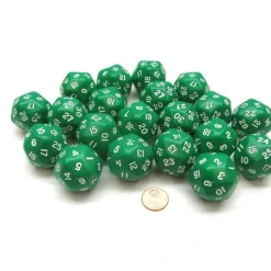 Dice>Set of 20 Triantakohedron D30 30 Sided 33mm Jumbo Dice - Green w White Numbers - Your Source for Gaming Essentials
