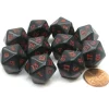 Dice>Set of 10 Twenty Sided 19mm D20 Opaque RPG Dice - Black with Red Numbers Die - Your Source for Gaming Essentials