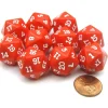Dice>Set of 10 Twenty Sided 19mm D20 Opaque RPG Dice - Red with White Numbers Die - Your Source for Gaming Essentials