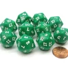 Dice>Set of 10 Twenty Sided 19mm D20 Opaque RPG Dice - Green with White Numbers Die - Your Source for Gaming Essentials