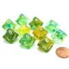 Dice>Set of Ten D10s Nebula Dice Set with Luminary - Spring with White Numbers - Your Source for Gaming Essentials