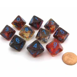 Dice>Set of Ten D10s Nebula Dice Set with Luminary - Primary with Blue Numbers - Your Source for Gaming Essentials