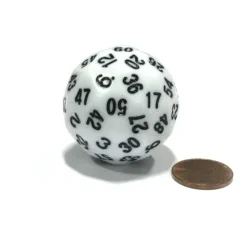 Dice>Sixty-Sided D60 35mm Large Gaming Dice - White with Black Numbers - Your Source for Gaming Essentials