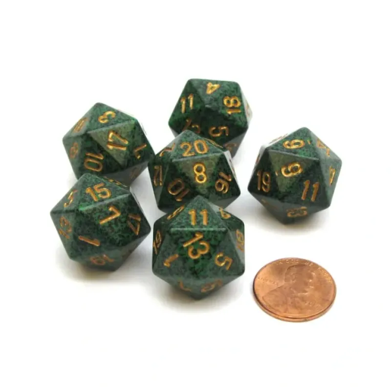 Dice>Speckled 20 Sided D20 Chessex Dice, 6 Pieces - Golden Recon - Your Source for Gaming Essentials