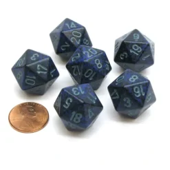 Dice>Speckled 20 Sided D20 Chessex Dice, 6 Pieces - Cobalt - Your Source for Gaming Essentials