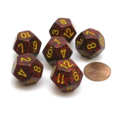Dice>Speckled 18mm 12 Sided D12 Chessex Dice, 6 Pieces - Mercury - Your Source for Gaming Essentials