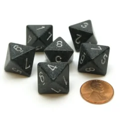 Dice>Speckled 15mm 8 Sided D8 Chessex Dice, 6 Pieces - Ninja - Your Source for Gaming Essentials