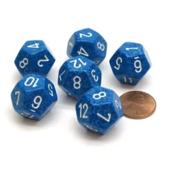 Dice>Speckled 18mm 12 Sided D12 Chessex Dice, 6 Pieces - Water - Your Source for Gaming Essentials