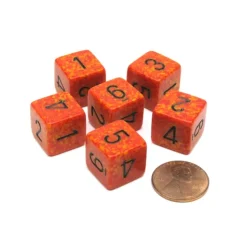Dice>Speckled 15mm 6 Sided D6 Polyhedral Chessex Dice, 6 Pieces - Fire - Your Source for Gaming Essentials