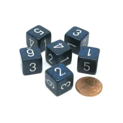 Dice>Speckled 15mm 6 Sided D6 Polyhedral Chessex Dice, 6 Pieces - Stealth - Your Source for Gaming Essentials
