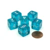 Dice-Translucent 15mm 6 Sided D6 Chessex Dice, 6 Pieces - Teal with White Numbers - Your Source for Gaming Essentials