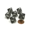 Dice-Translucent 15mm 8 Sided D8 Chessex Dice, 6 Pieces - Smoke with White Numbers - Your Source for Gaming Essentials