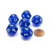 Dice-Translucent 18mm 12 Sided D12 Chessex Dice, 6 Pieces - Blue with White - Your Source for Gaming Essentials