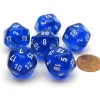 Dice-Translucent 20mm 20 Sided D20 Chessex Dice, 6 Pieces - Blue with White Numbers - Your Source for Gaming Essentials
