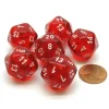 Dice-Translucent 20mm 20 Sided D20 Chessex Dice, 6 Pieces - Red with White Numbers - Your Source for Gaming Essentials