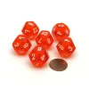 Dice-Translucent 18mm 12 Sided D12 Chessex Dice, 6 Pieces - Orange with White Numbers - Your Source for Gaming Essentials