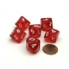 Dice-Translucent 16mm D10 (0-9) Chessex Dice, 6 Pieces - Red with White Numbers - Your Source for Gaming Essentials