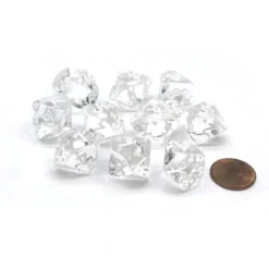 Dice-Translucent 16mm D10 (0-9) Chessex Dice, 10 Pieces - Clear with White Numbers - Your Source for Gaming Essentials