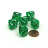 Dice-Translucent 16mm D10 (0-9) Chessex Dice, 6 Pieces - Green with White Numbers - Your Source for Gaming Essentials