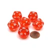 Dice-Translucent 20mm D20 Chessex Dice, 6 Pieces - Orange-Red with White Numbers - Your Source for Gaming Essentials