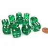 Dice-Translucent 16mm D6 Chessex Dice Block (12 Die) - Green with White Pips - Your Source for Gaming Essentials