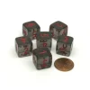 Dice-Translucent 15mm 6-Sided D6 Chessex Dice, 6 Pieces - Smoke with Red Numbers - Your Source for Gaming Essentials