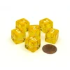 Dice-Translucent 15mm 6-Sided D6 Chessex Dice, 6 Pieces - Yellow with White Numbers - Your Source for Gaming Essentials