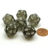 Dice-Translucent 18mm 20-Sided D10 Dice Numbered 0-9 Twice, 6 Pieces - Smoke - Your Source for Gaming Essentials