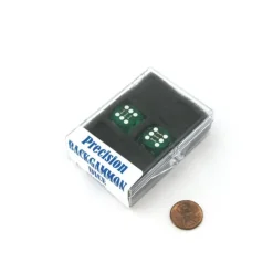 Dice-Transparent Precision Backgammon 5/8" Dice, 2 Die in Case- Green with White Pips - Your Source for Gaming Essentials