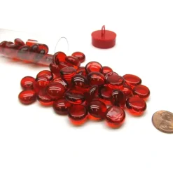 Board Games>Tube of 40 Glass Gaming Stones (12-15mm) - Crystal Red - Your Source for Gaming Essentials