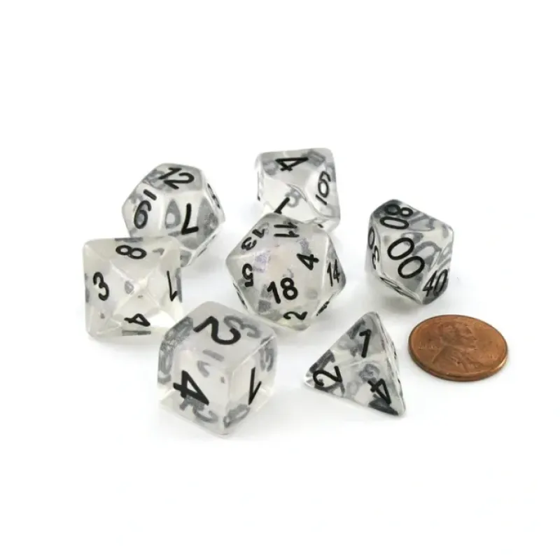 Dice-Unicorn Resin 16mm 7-Die Polyhedral Dice Set - Unicorn Ice - Your Source for Gaming Essentials