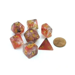 Dice-Unicorn Resin 16mm 7-Die Polyhedral Dice Set - Phoenix Ash - Your Source for Gaming Essentials