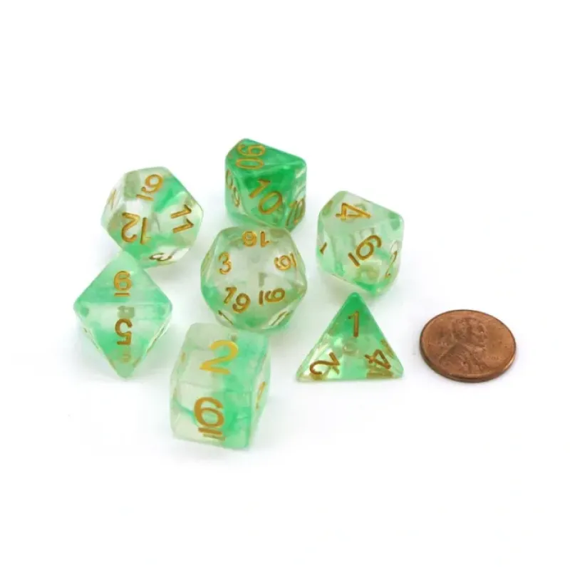 Dice-Unicorn Resin 16mm 7-Die Polyhedral Dice Set - Icy Everglades - Your Source for Gaming Essentials