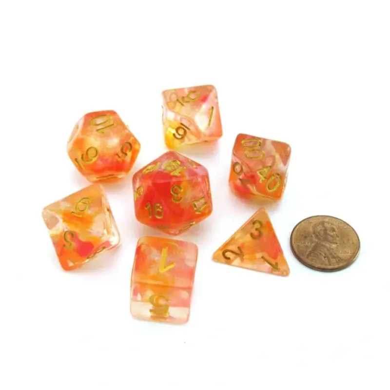 Dice-Unicorn Resin 16mm 7-Die Polyhedral Dice Set - Mystic Embers - Your Source for Gaming Essentials