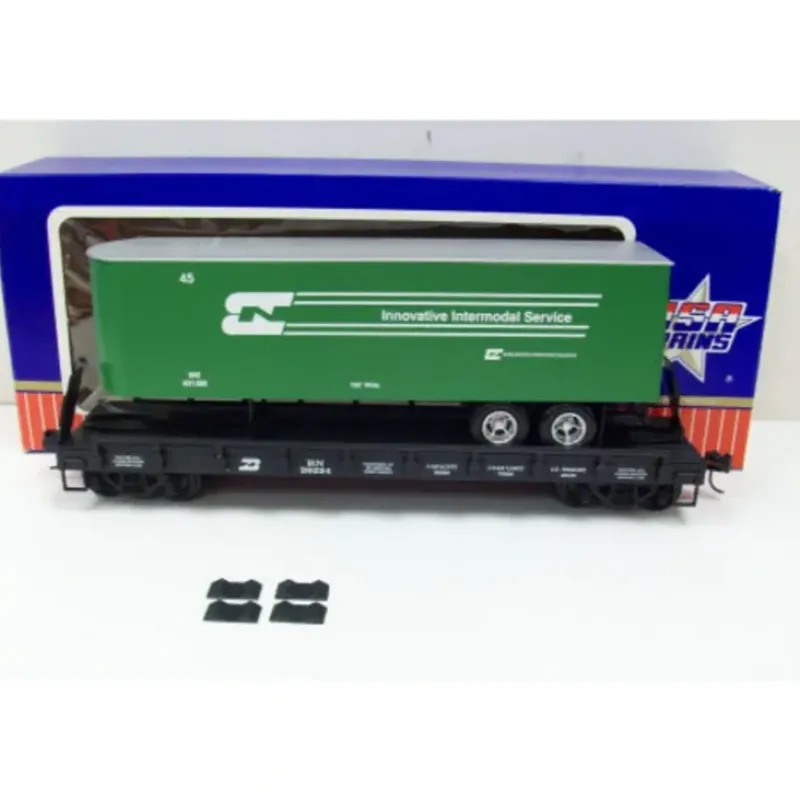 USA Trains 17021 G Burlington Northern Piggyback Flatcar with Trailer - Your Source for Gaming Essentials*