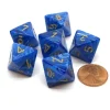 Dice-Vortex 15mm 8 Sided D8 Chessex Dice, 6 Pieces - Blue with Gold - Your Source for Gaming Essentials
