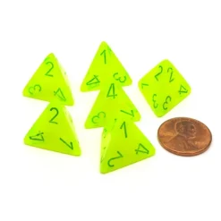Dice-Vortex 18mm 4 Sided D4 Chessex Dice, 6 Pieces - Electric Yellow with Green - Your Source for Gaming Essentials