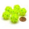 Dice-Vortex 20mm 20 Sided D20 Chessex Dice, 6 Pieces - Electric Yellow with Green - Your Source for Gaming Essentials