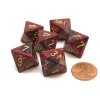 Dice-Vortex 15mm 8 Sided D8 Chessex Dice, 6 Pieces - Burgundy with Gold - Your Source for Gaming Essentials