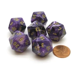 Dice-Vortex 20mm 20 Sided D20 Chessex Dice, 6 Pieces - Purple with Gold Numbers - Your Source for Gaming Essentials