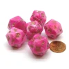 Dice-Vortex 20mm 20 Sided D20 Chessex Dice, 6 Pieces - Pink with Gold Numbers - Your Source for Gaming Essentials