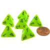 Dice-Vortex 18mm 4 Sided D4 Chessex Dice, 6 Pieces - Bright Green with Black - Your Source for Gaming Essentials
