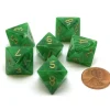 Dice-Vortex 15mm 8 Sided D8 Chessex Dice, 6 Pieces - Green with Gold - Your Source for Gaming Essentials