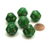 Dice-Vortex 18mm 12 Sided D12 Chessex Dice, 6 Pieces - Green with Gold - Your Source for Gaming Essentials