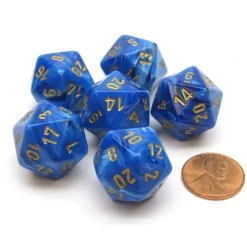 Dice-Vortex 20mm 20 Sided D20 Chessex Dice, 6 Pieces - Blue with Gold Numbers - Your Source for Gaming Essentials
