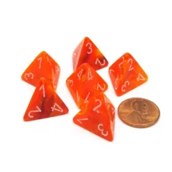 Dice-Vortex 18mm 4 Sided D4 Chessex Dice, 6 Pieces - Solar with White - Your Source for Gaming Essentials