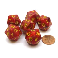 Dice-Vortex 20mm 20 Sided D20 Chessex Dice, 6 Pieces - Red with Yellow Numbers - Your Source for Gaming Essentials